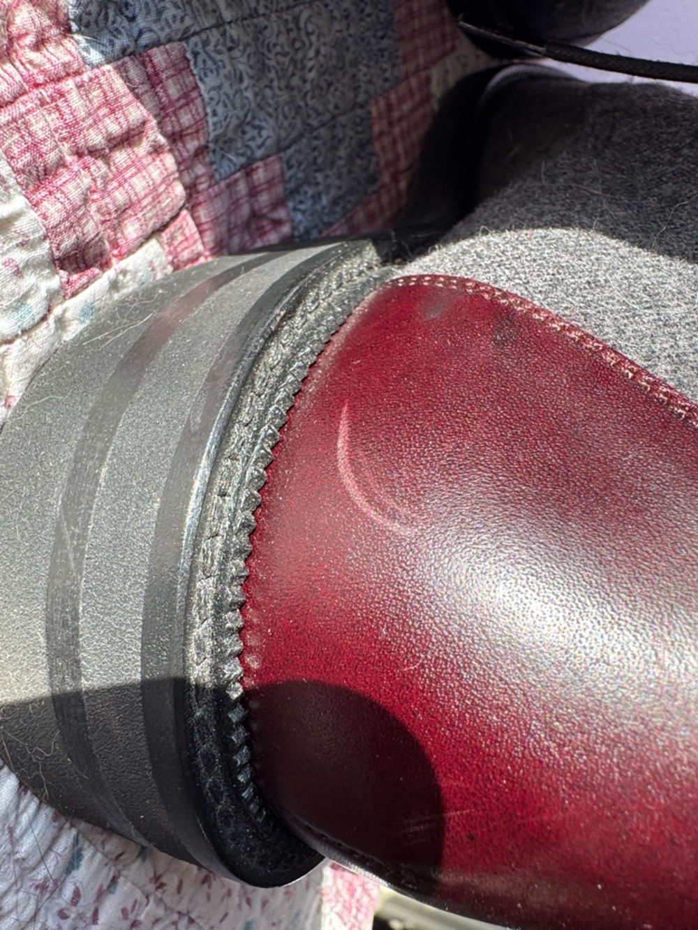 Taft Gray Wool and Burgundy Leather Cap-Toe Chukka Boots - Picture 8 of 10